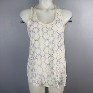 Rebecca Taylor Top Women’s 0 Blue Tie Dye Geometric Print Silk Linen Blend
